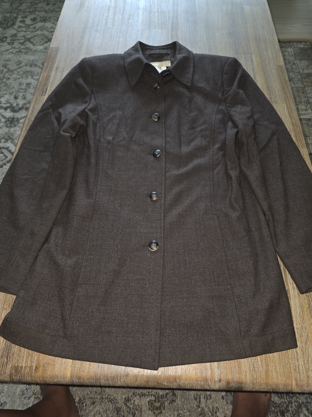 Escada Brown Single-Breasted Wool Pea Coat